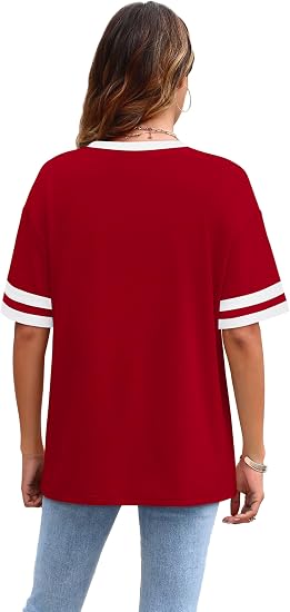 Loose Color Block Crew Neck Tee