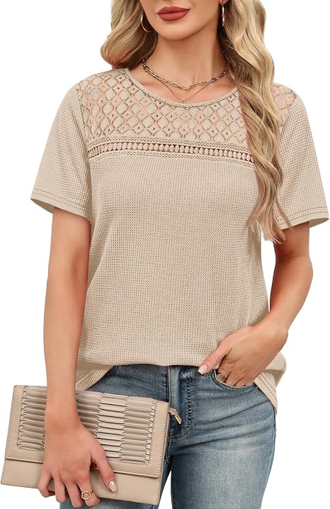Crochet Lace Waffle Knit Top
