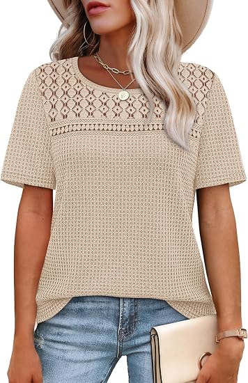 Crochet Lace Waffle Knit Top