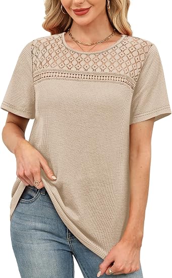 Crochet Lace Waffle Knit Top