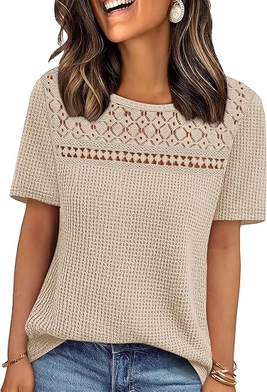 Crochet Lace Waffle Knit Top